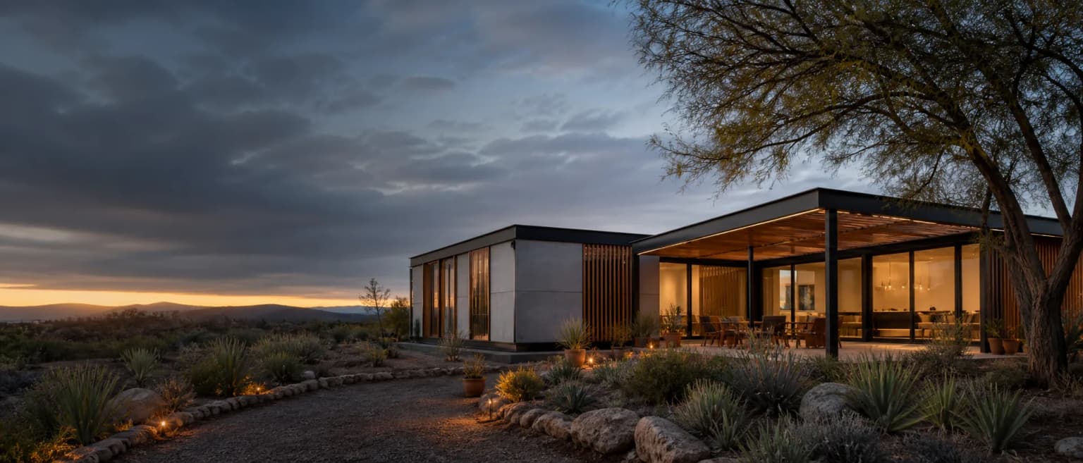 Propuesta visual ESSSA de vivienda modular en el paisaje de Guanajuato