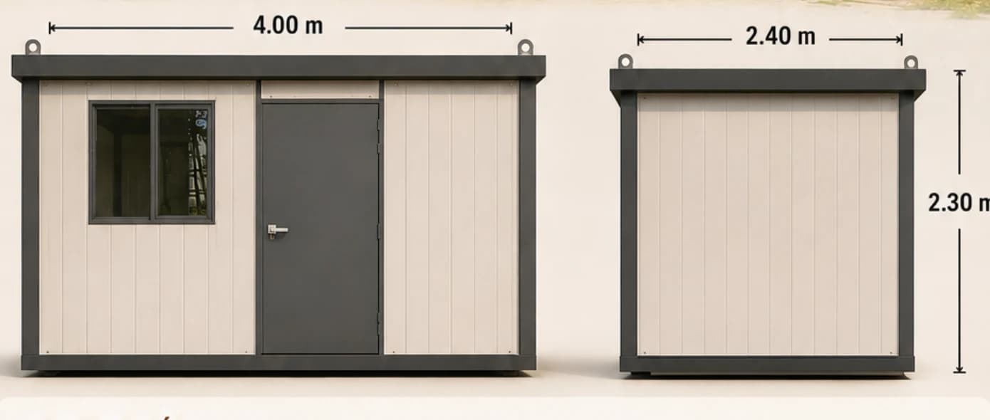 Elevaciones frontal y lateral de referencia del modelo Mó de 4 metros, con cotas de 4.00 m, 2.40 m y 2.30 m